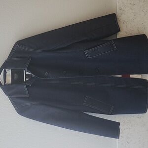 Coach Dark Blue Jean Jacket with Red and White Lining